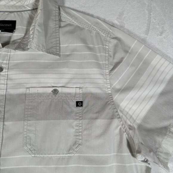 Marmot Shirt Men Size XXL Striped Short Sleeve Single Pocket Comfort For Life - Picture 2 of 11